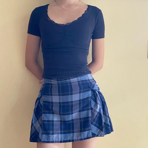 Lands' End Blue Plaid Mini Skirt - Picture 2 of 12